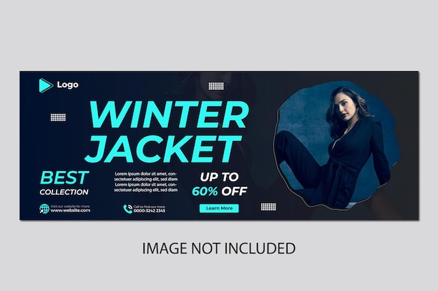 Winter jacket social media post and web banner design template