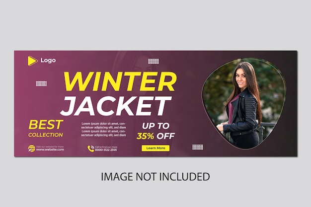 Winter jacket social media sale banner design template