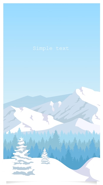 Winter landscape flat color background with text space