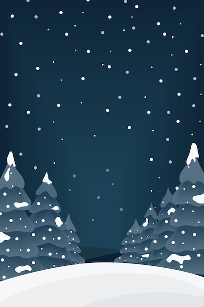 Winter landscape in flat style The Christmas landscape Vector illustration