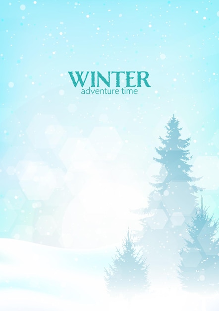 Winter landscape snowfall in the mountains vector minimalistic polygonal flat design illustration