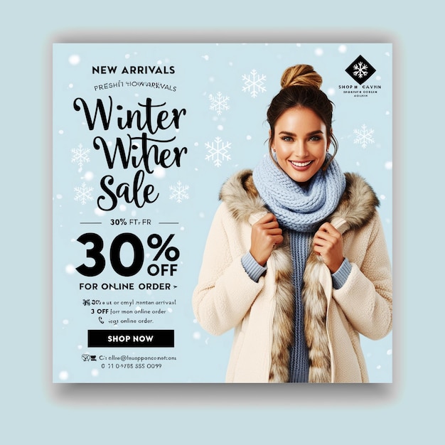 Winter mega sale social media post or banner template