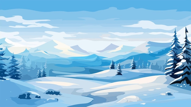 Vector winter mountain landscape vector illustration