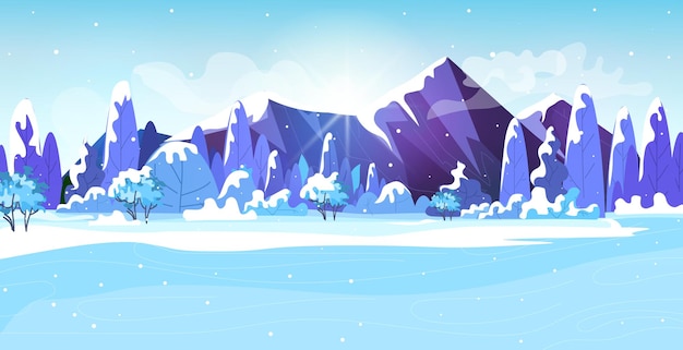 Winter mountain snowy landscape background horizontal