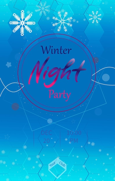 Winter night part flyer design vector