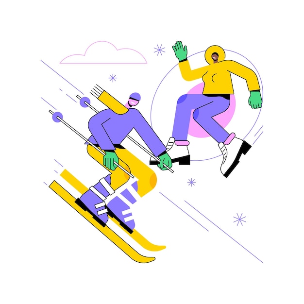 Winter outdoor fun abstract concept vector illustration