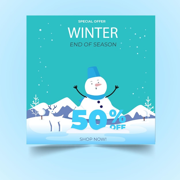 winter poster background social media template design