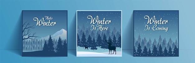 winter sale banners Post template with snowy background