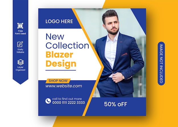 Winter sale and blazer new collection social media post marketing template new design 2022