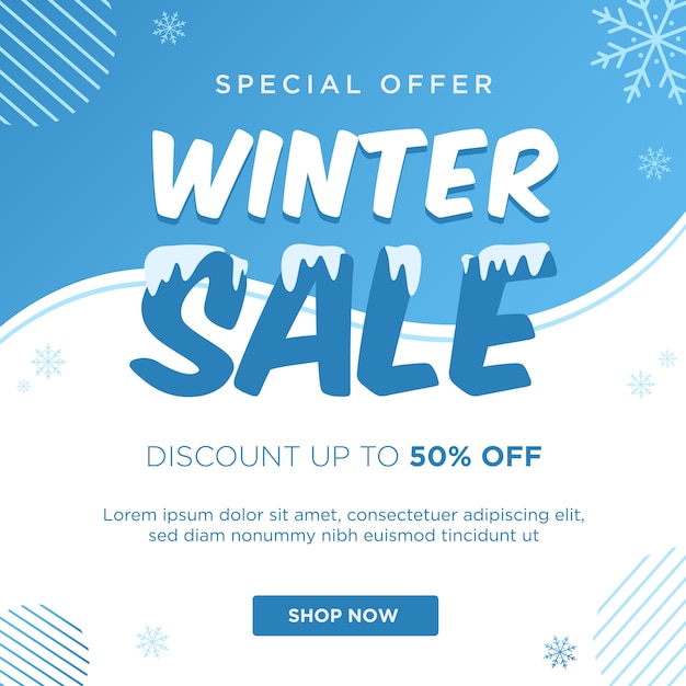 Winter sale discount banner template