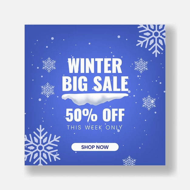 winter Sale Discount Offer Square Banner modern Template for Social Media Fashion Retail Promotion