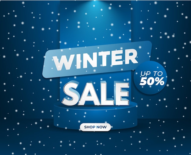 Winter Sale Flayer Cold Blue Abstract Podium Snow Vector