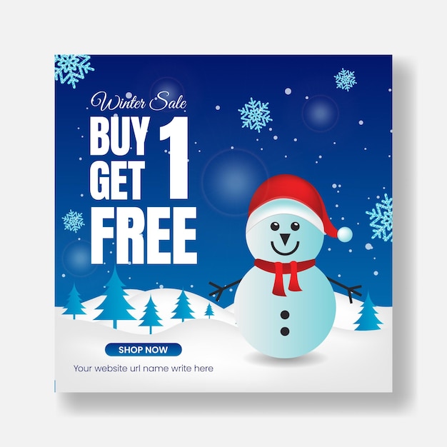 Winter sale offer social media and Instagram post banner ad template winter web banner ad design