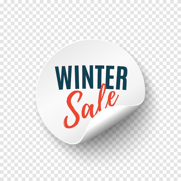 Winter sale round banner. Price tag template. Promotion badge. Vector illustration.