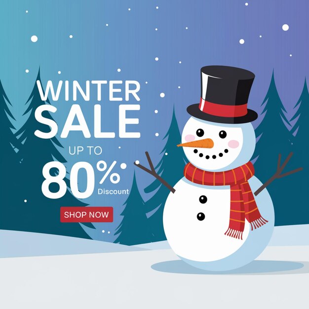 Vector winter sale snowman illustration for freepik up to 80 discount