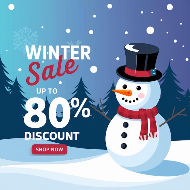 Vector winter sale snowman illustration for freepik up to 80 discount