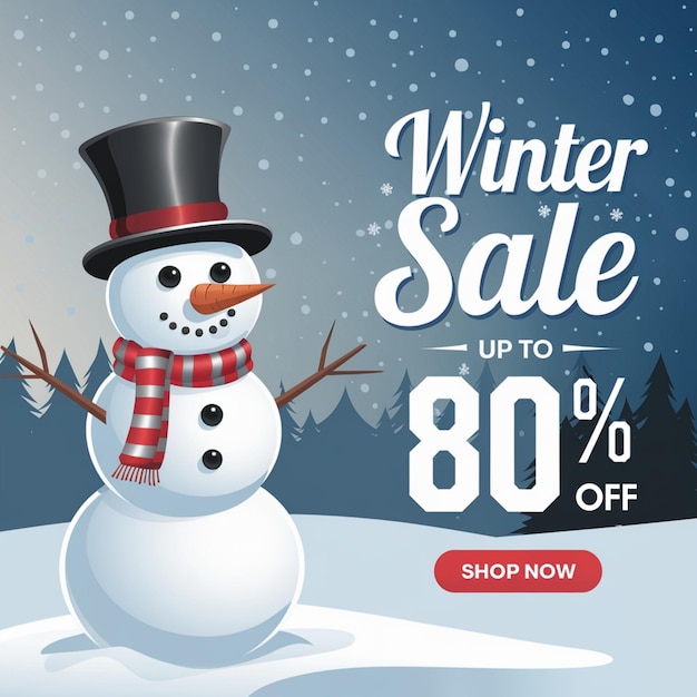 Vector winter sale snowman illustration for freepik up to 80 discount