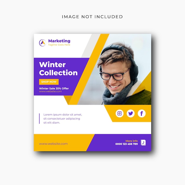 Winter sale social media post banner design with image