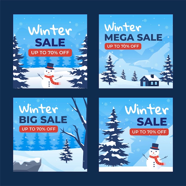 Winter sale social media post collection