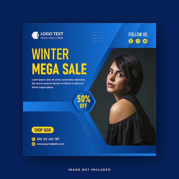 Winter Sale Social Media Post Template Design