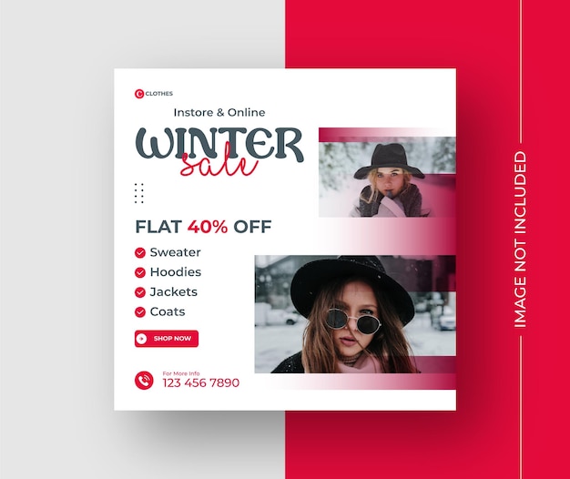 Winter Sale Social Media Post Template Design