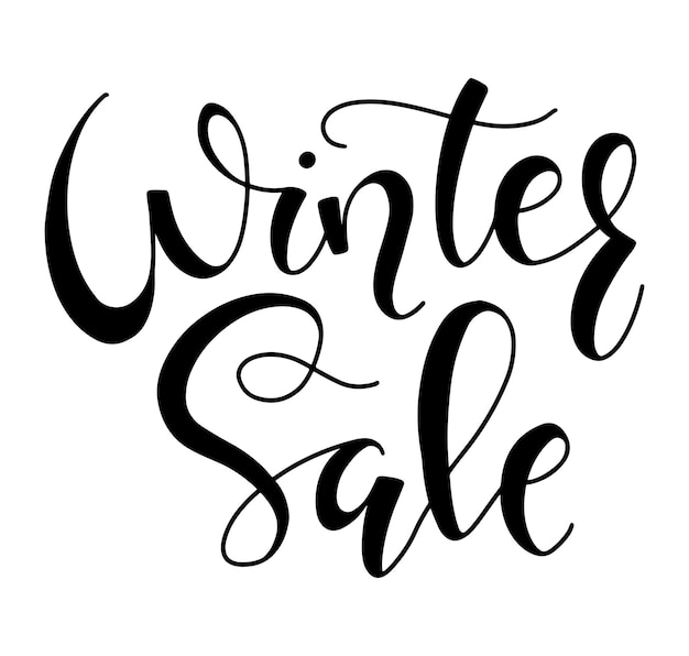 Winter sale template with lettering black text isolated on white background