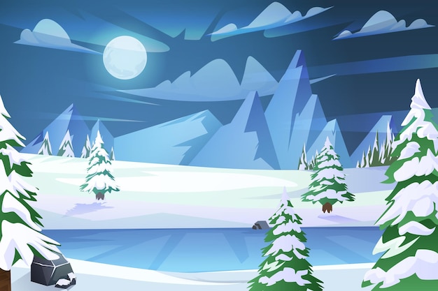 Winter Scene Flat Design Illustration