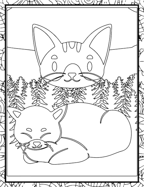 Winter Season Coloring Page Interior for Book Illustration