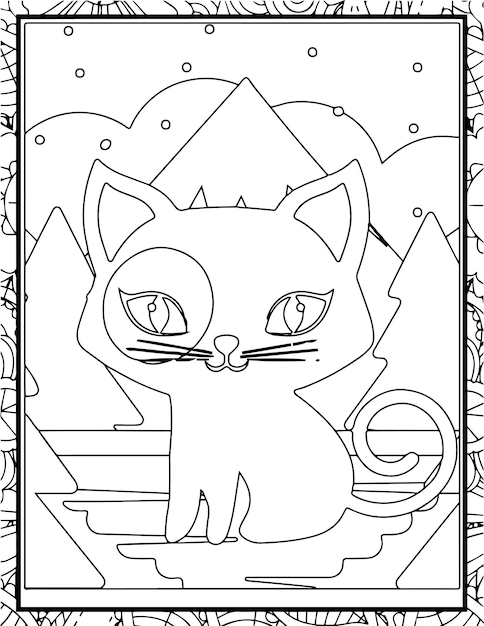 Winter Season Coloring Page Interior for Book Illustration