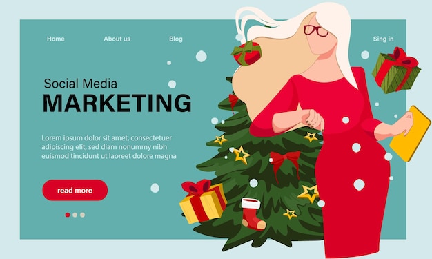 Winter Season Holidays, Corporate Party Event Celebration Landing Page Template.