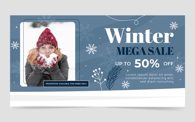 Winter season sale social media promo template