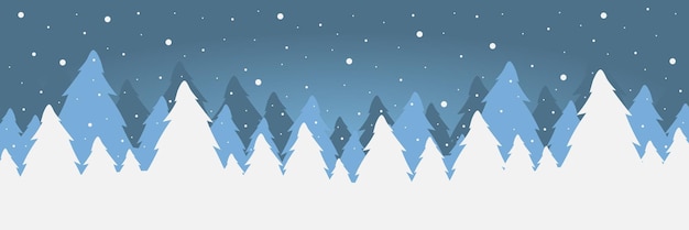 Winter and snow banner vector illustration Abstract flat minimalist design landscape Winter cold snowy season