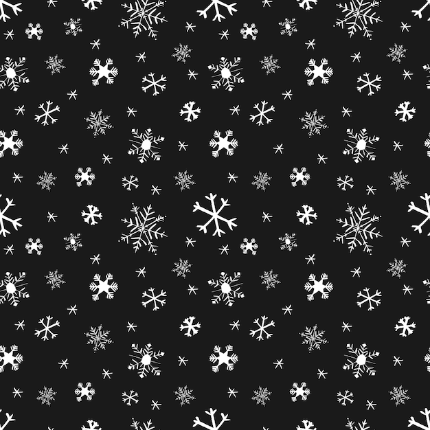 Winter snow flakes doodles seamless pattern