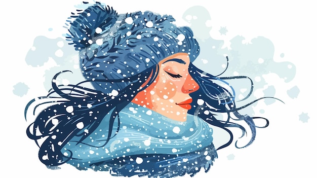 Vector winter snow woman vector illustration