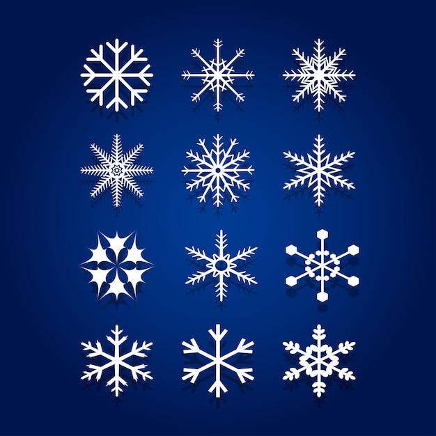 Winter snowflakes icons set vector illustration