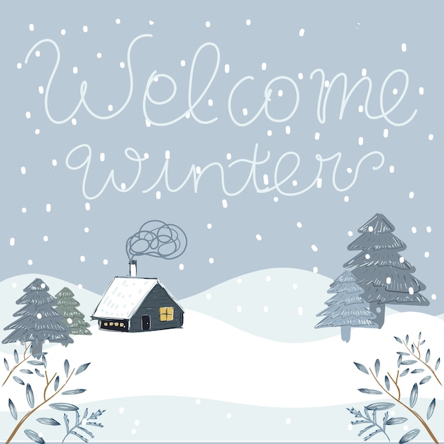 Vector winter snowy landscape