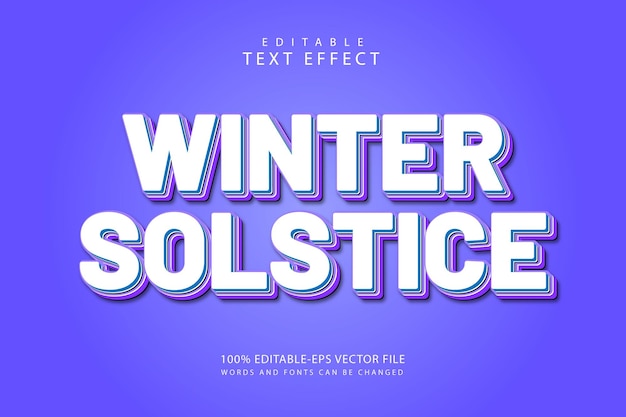 Winter solstice editable text effect 3 dimension emboss cartoon style