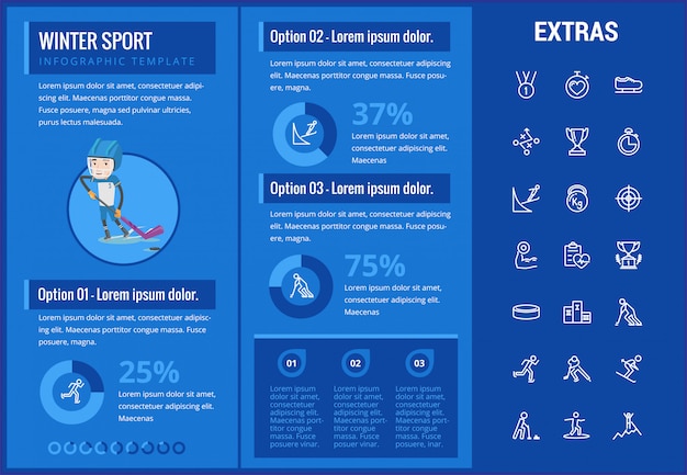 Winter sport infographic template, elements, icons