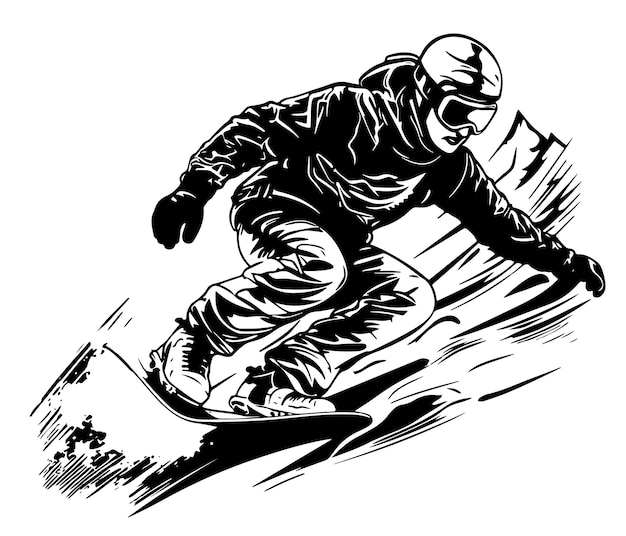 Vector winter sport snowboarding collection hand drawing snowboarder vector sketch