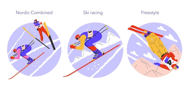 Vector winter sports flat vector illustration