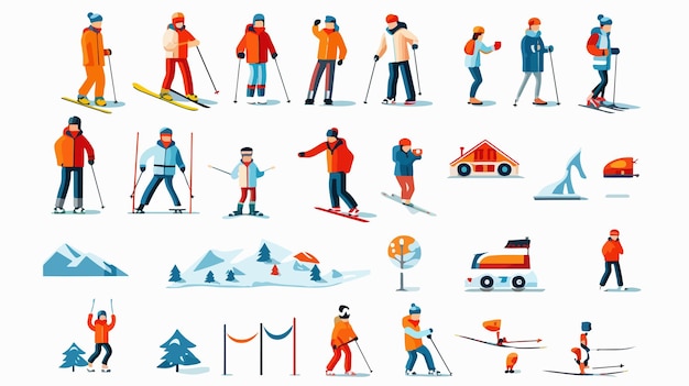 Vector winter sports icons on white background for design projects