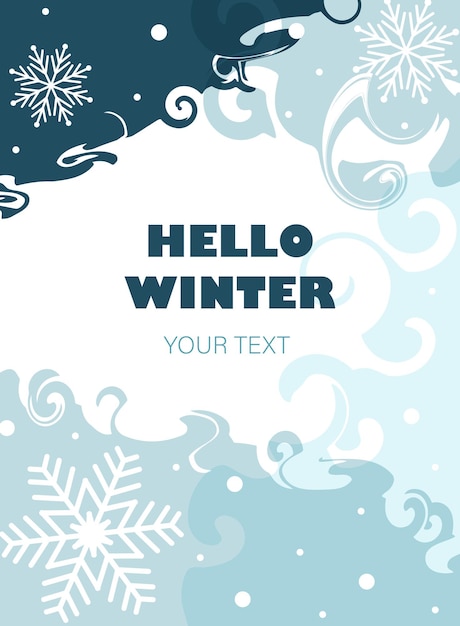 Winter story template for social media blue background with snowflakes Winter background