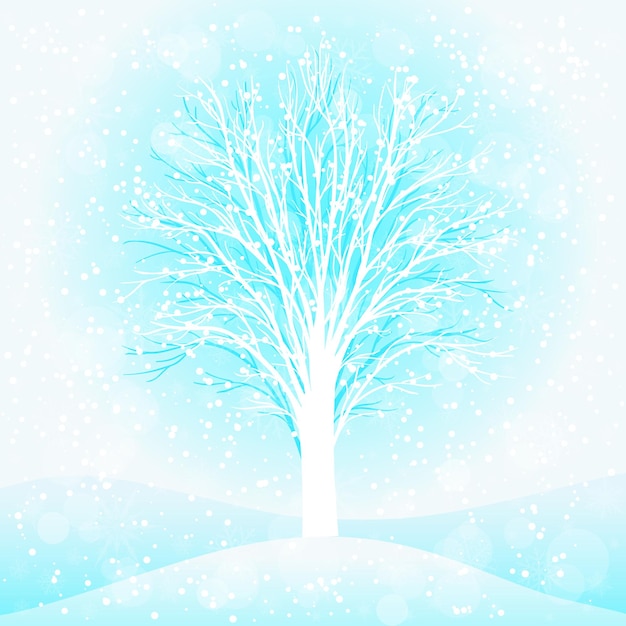 Winter tree with snow vector