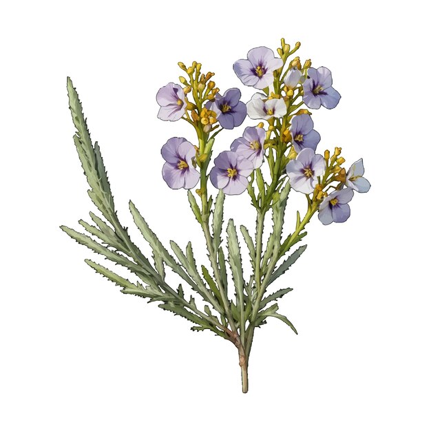 Vector winter wallflower erysimum x old engraved vector flower