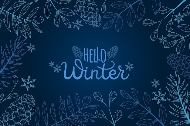 Winter wallpaper with hello winter greeting