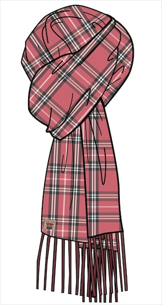 WINTER WEAR UNISEX SCARF MUFFLER WITH PRINT AND PATTERN VECTOR SKETCH