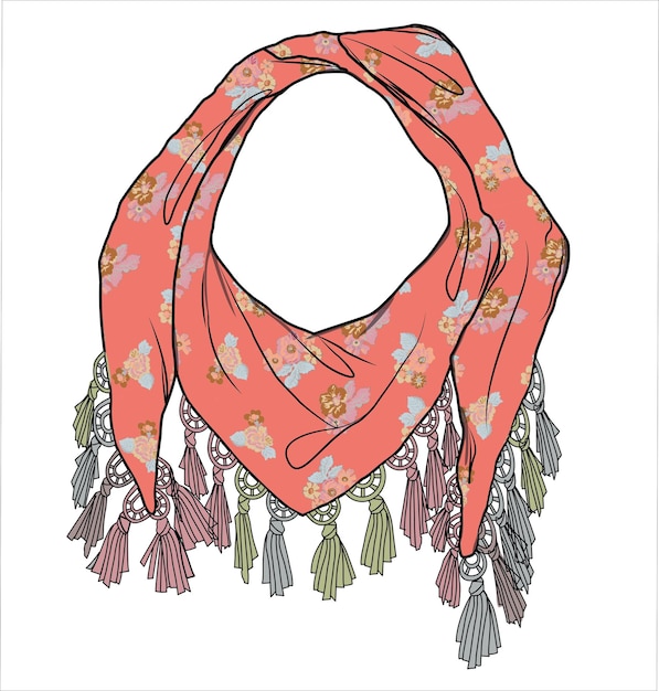 WINTER WEAR UNISEX SCARF MUFFLER WITH PRINT AND PATTERN VECTOR SKETCH