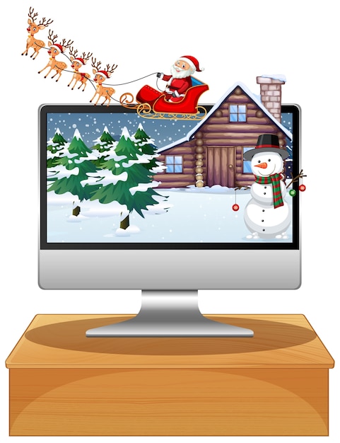 Winter xmas on computer screen desktop