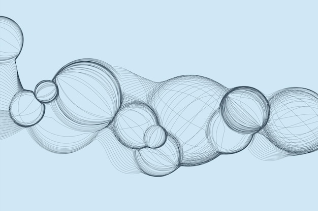 Wireframe bubble wave background in the technology and futuristic style