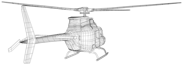 Vector wireframe helicopter isolated on the white background technical illustration wireframe